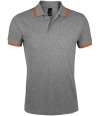 10577 SOL'S Pasadena Tipped Cotton Piqué Polo Shirt Grey Marl / Orange colour image